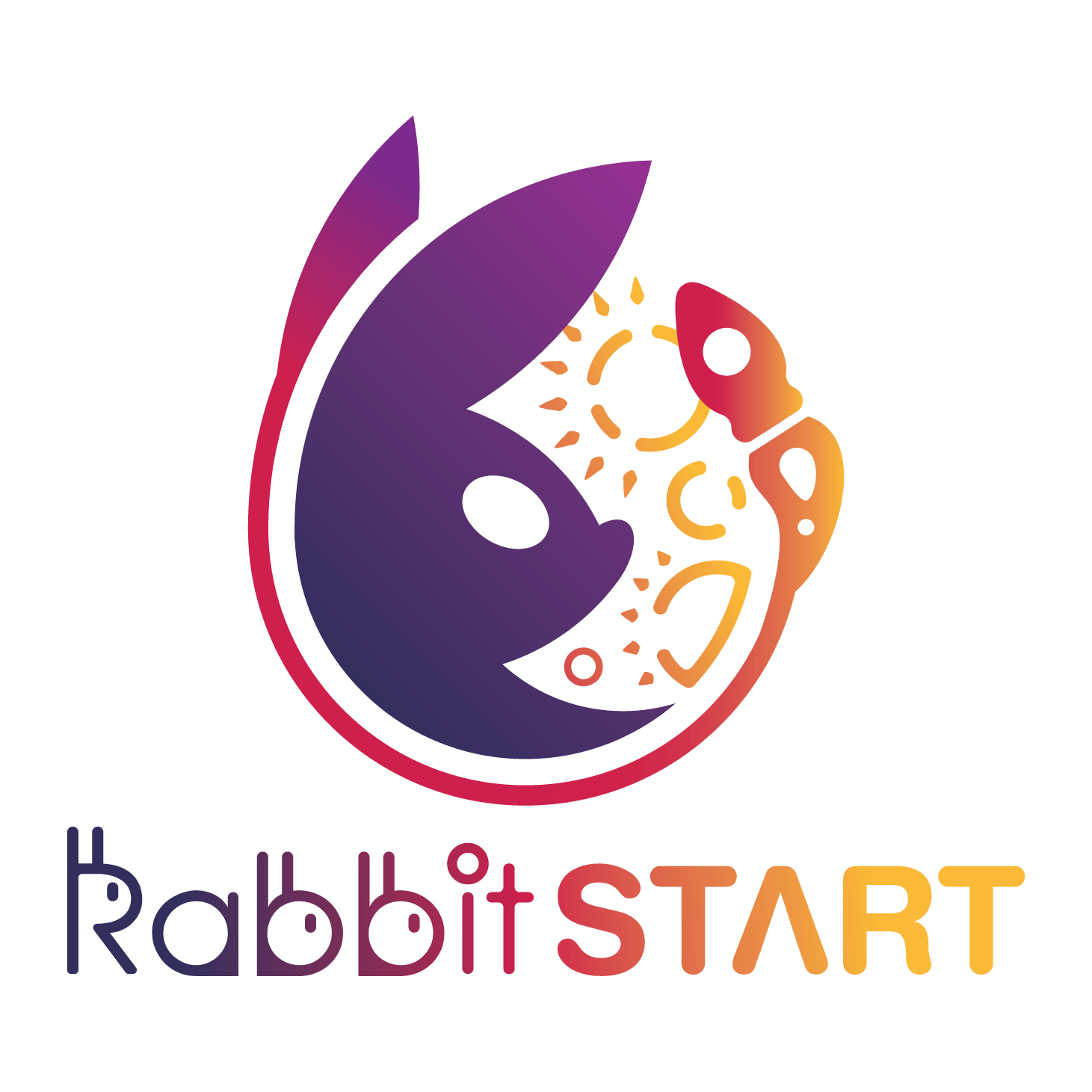 Official Rabbit Start logo featuring a rabbit, rocket, and moon