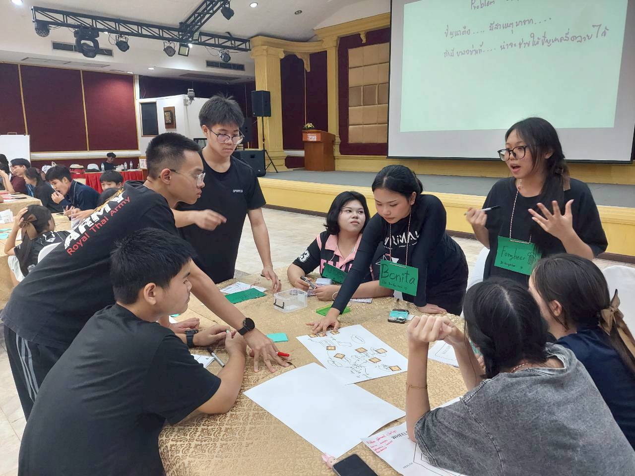 Students collaborating on a hands-on project-based learning workshop designed by Rabbit Start for schools.